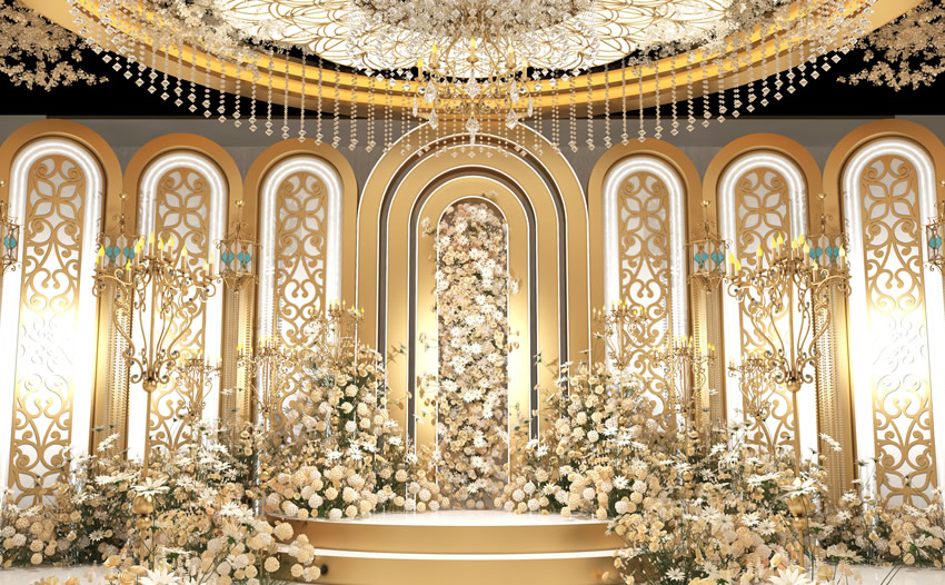 西乡香槟色调婚礼堂效果展示